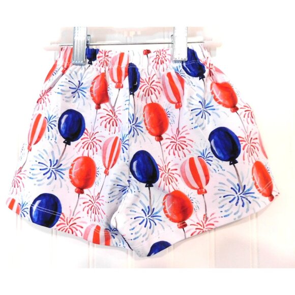 NWT The Oaks Apparel 12 Months 12M 4th of July Red White Blue Balloon Shorts NEW - Picture 5 of 5
